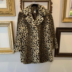 Faux Fur Leopard 3 Button Coat